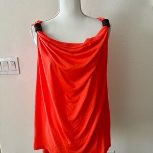 Allison Brittney Coral-Red Trim Top